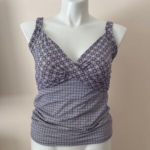 Lands' End Women's dark purple, blue and white Patterned Tankini Top